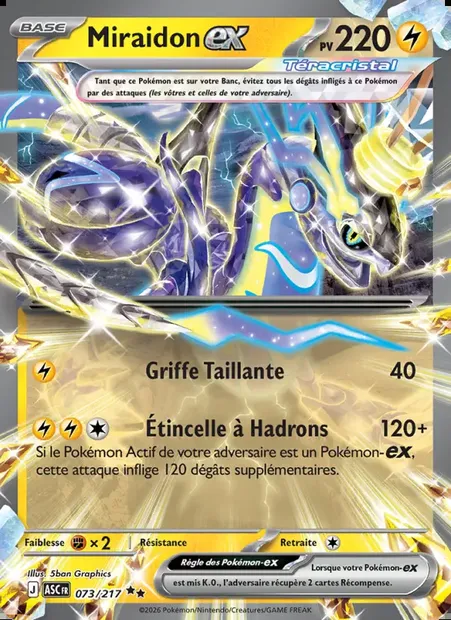 Miraidon-ex, carte Pokémon ASC 073 — extension Héros Transcendants