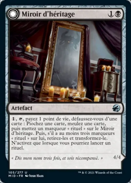 Miroir d'héritage // Fielleux hérité, carte Magic MID 105 — extension Innistrad : chasse de minuit