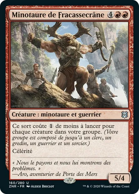 Minotaure de Fracassecrâne, carte Magic ZNR 160 — extension Renaissance de Zendikar