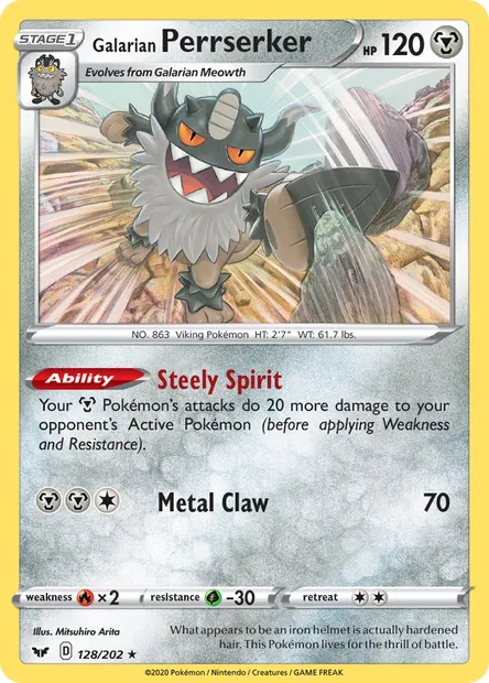 Galarian Perrserker, Pokémon card SSH 128 — Sword & Shield set
