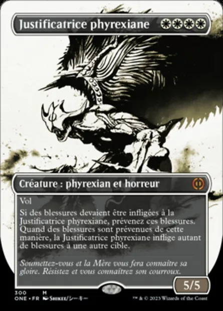 Justificatrice phyrexiane, carte Magic ONE 300 — extension Tous Phyrexians