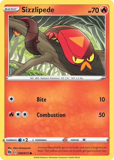 Sizzlipede, Pokémon card CPA 9 — Champion's Path set