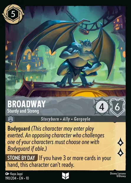 Broadway - Sturdy and Strong, Disney Lorcana card CH10-190 — Whispers in the Well set