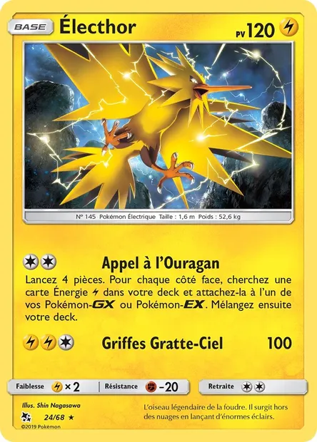 Électhor, carte Pokémon HIF 24 — extension Destinées Occultes