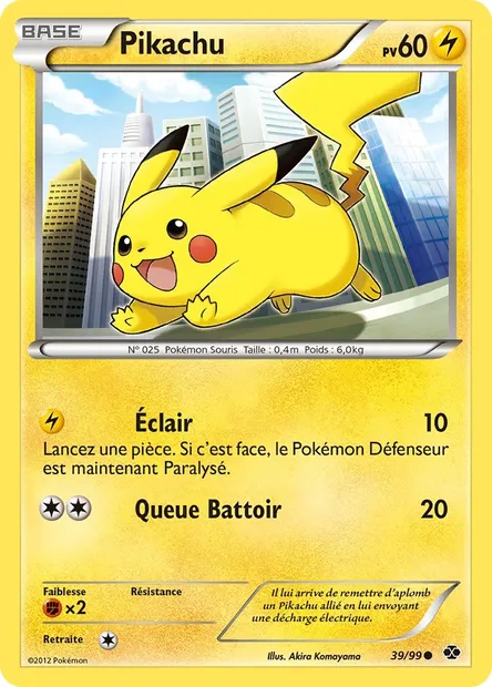 Pikachu, carte Pokémon NXD 39 — extension Destinées Futures