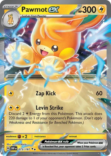 Pawmot ex, Pokémon card OBF 073 — Obsidian Flames set