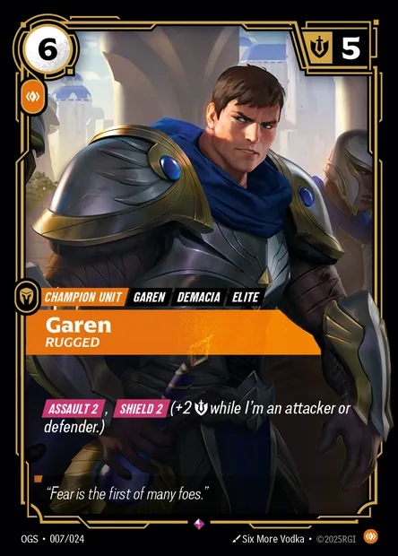 Garen, Riftbound card OGS 007 — Proving Grounds set