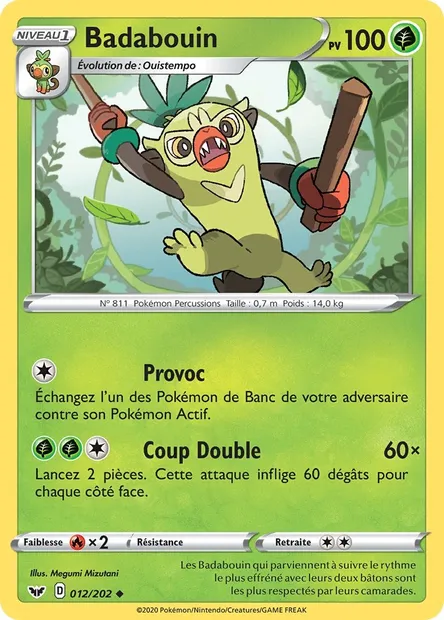 Badabouin, carte Pokémon SSH 12 — extension Épée et Bouclier