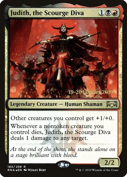 Judith, the Scourge Diva, Magic card PRNA 185s — Ravnica Allegiance Promos set