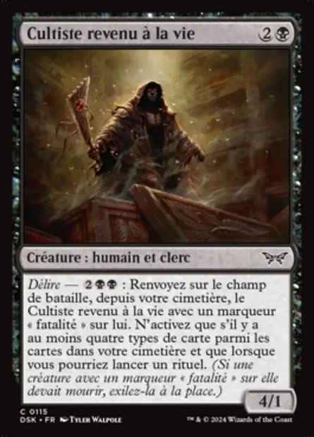 Cultiste revenu à la vie, carte Magic DSK 115 — extension Duskmourn: House of Horror