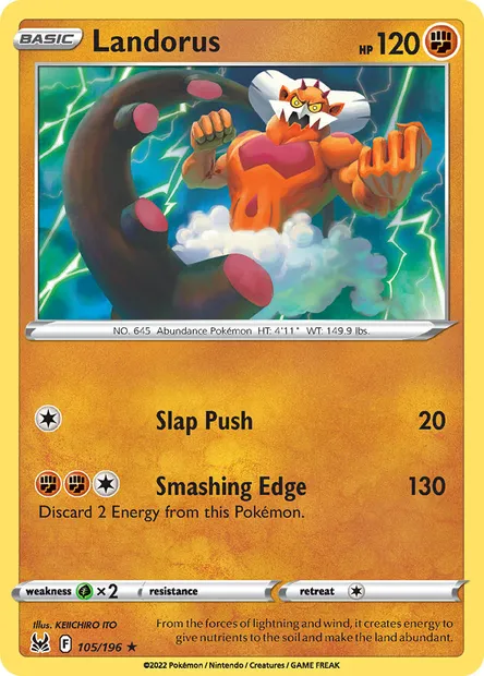 Landorus, Pokémon card LOR 105 — Lost Origin set