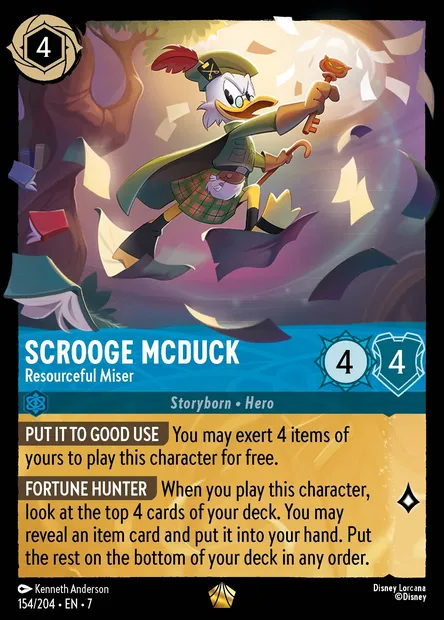 Scrooge McDuck - Resourceful Miser, Disney Lorcana card CH7-154 — Archazia's Island set