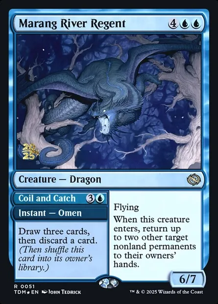Marang River Regent // Coil and Catch, Magic card PTDM 51s — Tarkir: Dragonstorm Promos set