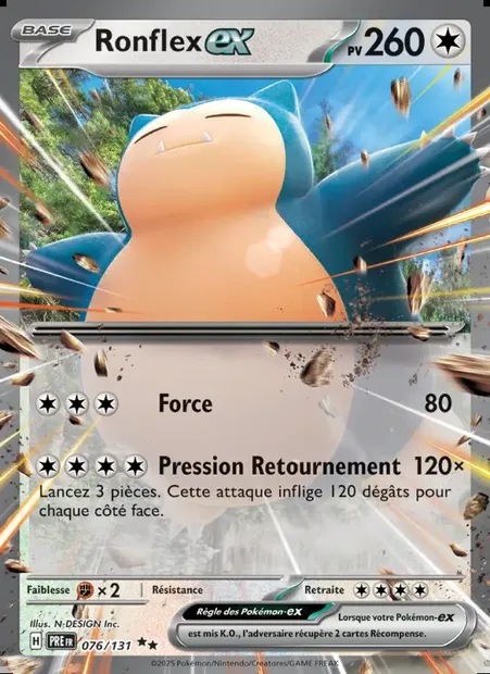 Ronflex-ex, carte Pokémon PRE 076 — extension Évolutions Prismatiques