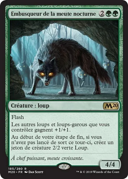 Embusqueur de la meute nocturne, carte Magic M20 185 — extension Core Set 2020