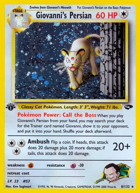 Giovanni's Persian, carte Pokémon GC 8 — extension Gym Challenge