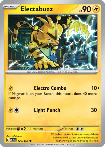 Electabuzz, Pokémon card MEW 125 — 151 set