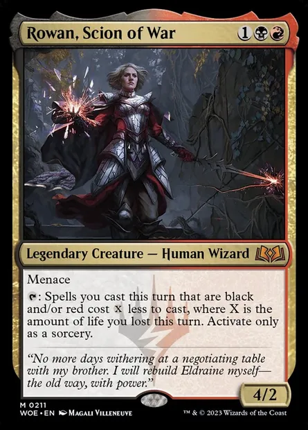 Rowan, Scion of War, Magic card WOE 211 — Wilds of Eldraine set