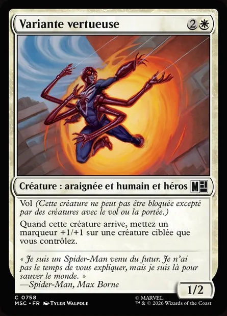 Variante vertueuse, carte Magic MSC 758 — extension Marvel Super Heroes Commander