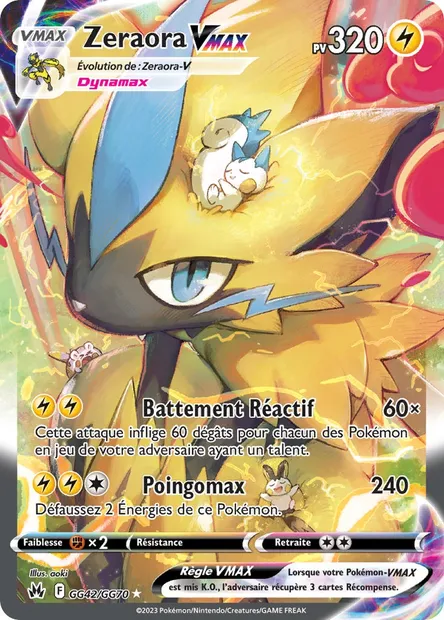 Zeraora VMAX, carte Pokémon CRZ GG42 — extension Zénith Suprême