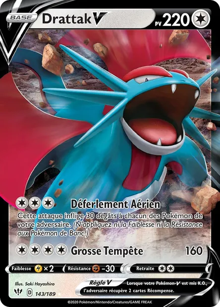 Drattak V, carte Pokémon DAA 143 — extension Ténèbres Embrasées