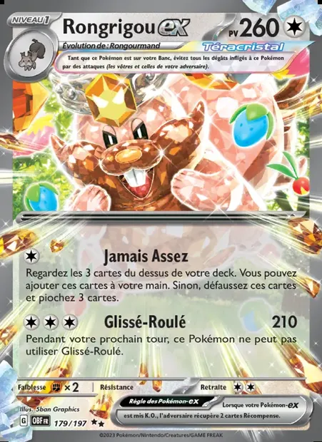 Rongrigou-ex, carte Pokémon OBF 179 — extension Flammes Obsidiennes