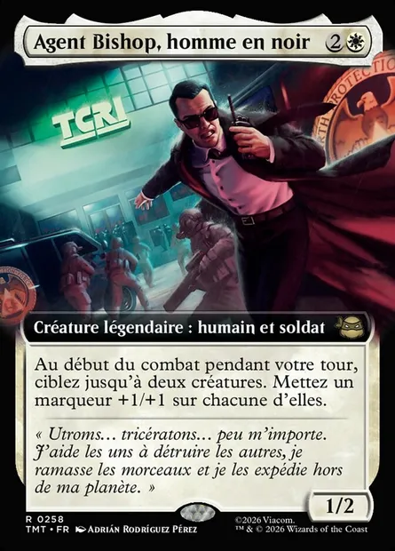 Agent Bishop, homme en noir, carte Magic TMT 258 — extension Teenage Mutant Ninja Turtles