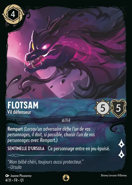 Flotsam - Vil défenseur, carte Disney Lorcana Q1-004 — extension Quête des Illumineurs - Menace des profondeurs
