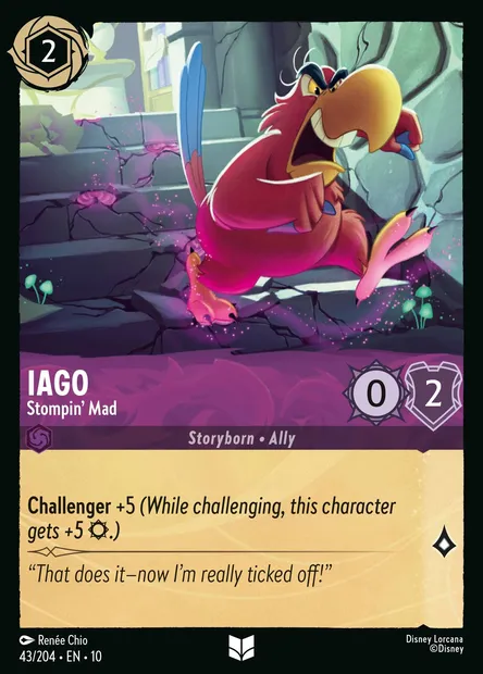 Iago - Stompin' Mad, Disney Lorcana card CH10-043 — Whispers in the Well set