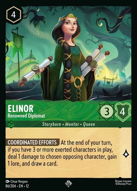 Elinor - Renowned Diplomat, Disney Lorcana card CH12-086 — Wilds Unknown set
