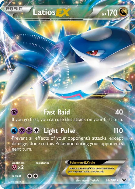 Latios EX, Pokémon card ROS 58 — Roaring Skies set