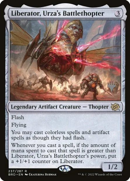 Libérateur, mécanoptère de combat d'Urza, carte Magic PBRO 237p — extension The Brothers' War Promos