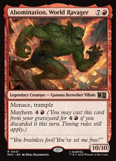 Abomination, World Ravager, Magic card MSC 47 — Marvel Super Heroes Commander set