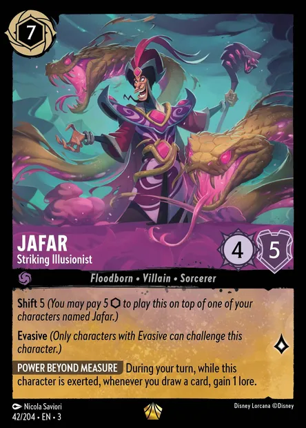 Jafar - Striking Illusionist, Disney Lorcana card CH3-042 — Into the Inklands set