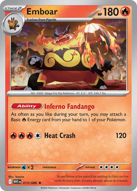 Emboar, Pokémon card WHT 013 — White Flare set