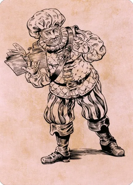Volo, Itinerant Scholar // Volo, Itinerant Scholar, carte Magic ACLB 48 — extension Battle for Baldur's Gate Art Series