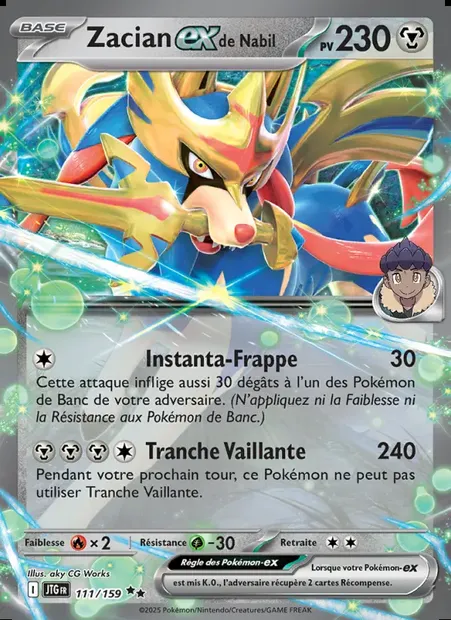 Zacian-ex de Nabil, carte Pokémon JTG 111 — extension Aventures Ensemble
