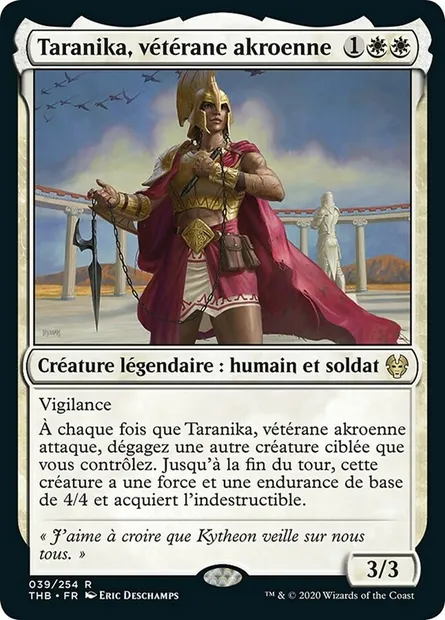 Taranika, vétérane akroenne, carte Magic THB 39 — extension Theros Beyond Death