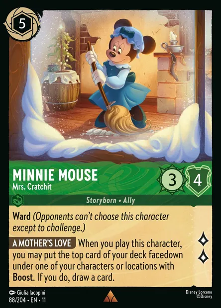 Minnie Mouse - Mrs. Cratchit, Disney Lorcana card CH11-088 — Winterspell set