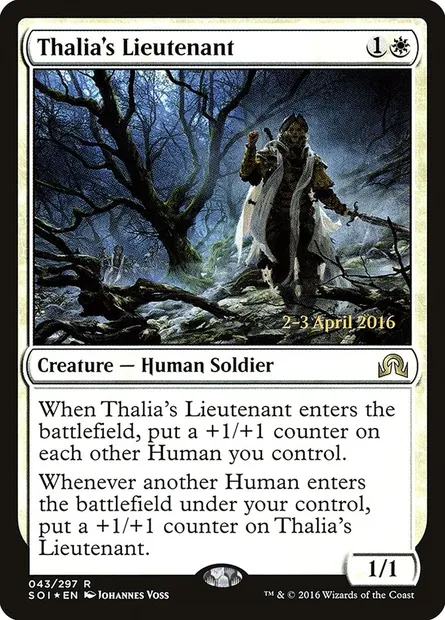 Thalia's Lieutenant, Magic card PSOI 43s — Shadows over Innistrad Promos set