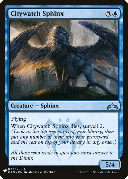 Citywatch Sphinx, Magic card PLST GRN-33 — The List set