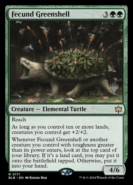 Fecund Greenshell, Magic card PBLB 171p — Bloomburrow Promos set