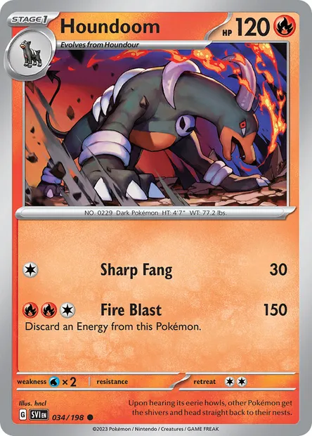 Houndoom, Pokémon card SVI 034 — Scarlet & Violet set