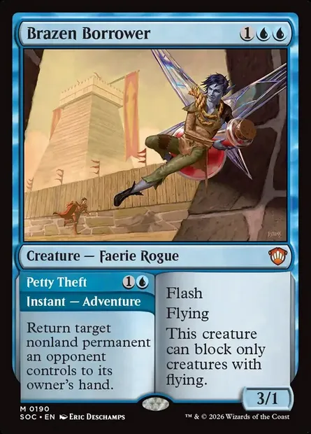 Brazen Borrower // Petty Theft, Magic card SOC 190 — Secrets of Strixhaven Commander set