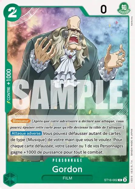 Gordon, carte One Piece ST16-002 — extension VERT Uta