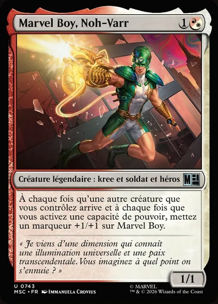 Marvel Boy, Noh-Varr, carte Magic MSC 743 — extension Marvel Super Heroes Commander