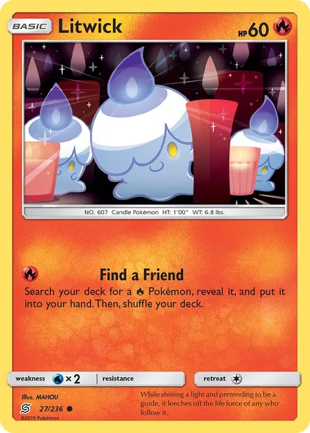 Litwick, Pokémon card UNM 27 — Unified Minds set