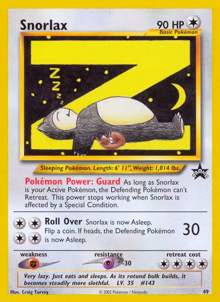 Ronflex, carte Pokémon WP 49 — extension Wizards Black Star Promos