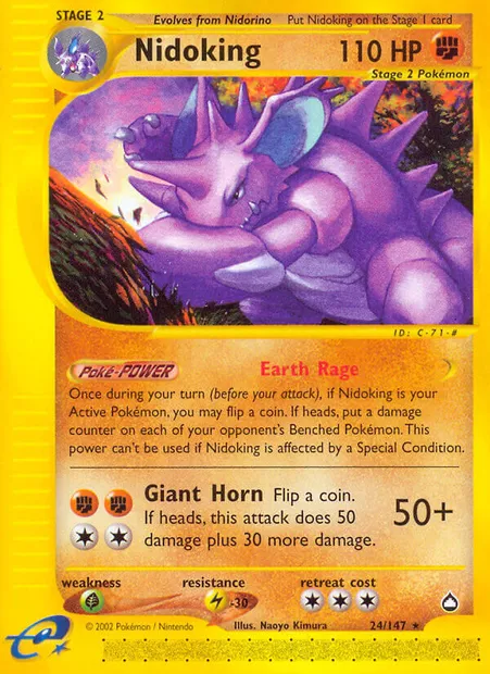 Nidoking, Pokémon card AQ 24 — Aquapolis set