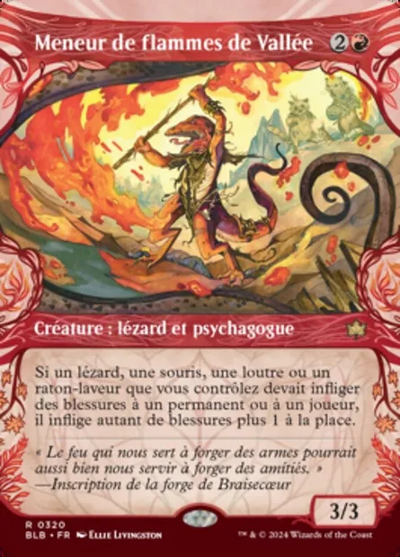 Meneur de flammes de Vallée, carte Magic BLB 320 — extension Bloomburrow